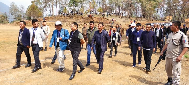 MLA Kuzholuzo Nienu on his arrival at PASA sports meet on March 9. (Morung Photo)