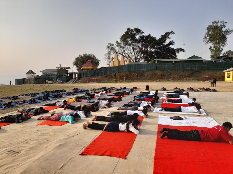 As part of the Poshan Pakhwada 2021 celebration, the Department of Social Welfare in collaboration with the Assam Rifles Kiphire Battalion organised a yoga awareness camp at Kiphire.
