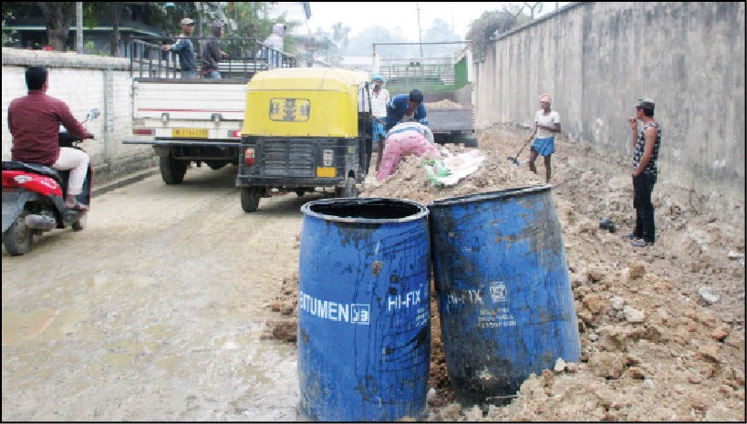 A road in Residency colony covered under the ‘Improvement of Dimapur City Roads’ project. (Morung File Photo)