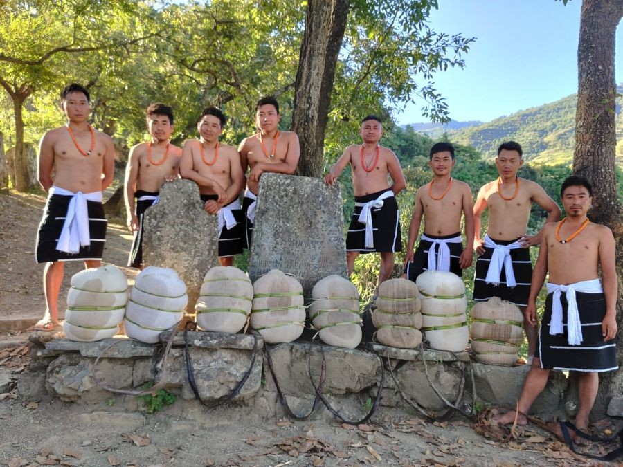 Members of Christo Naga’s Club, which consists of students, farmers, government and private sector employees, pose with the paddy they harvested during the lockdown in Zhavame village, Nagaland. (Photo Credit: Khongalu Dukru)