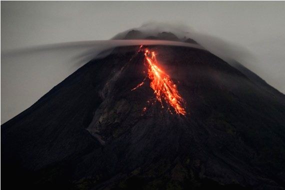 Indonesia's Mt. Merapi volcano erupts twice. (IANS Photo)