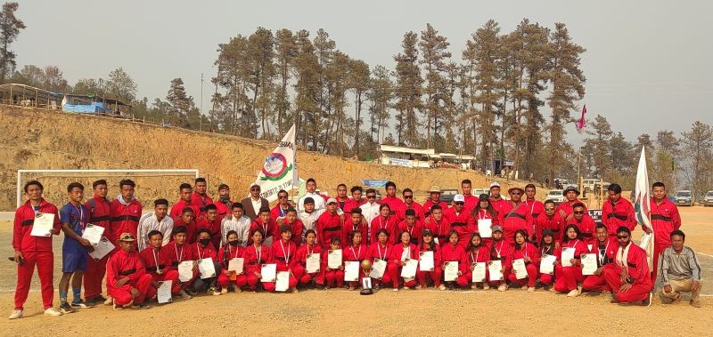 Centre Chakhesang Sports Association team at the 36th PDSA meet on March 27. (Morung Photo)