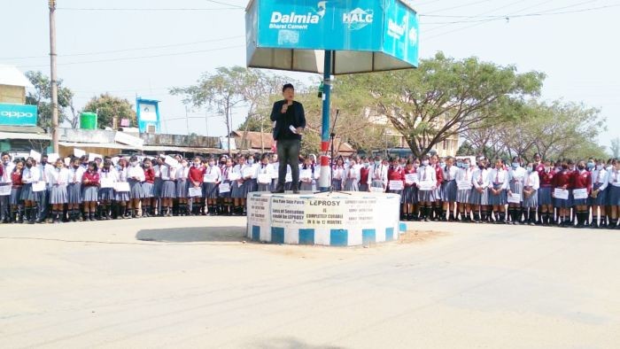School students participating in the public rally on March 12 at Jalukie town.