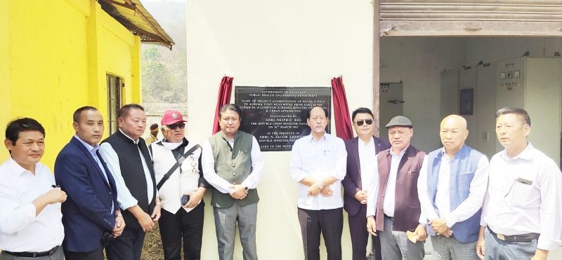 Chief Minister Neiphiu Rio and others during the commissioning of augmentation of water supply to Kohima town on March 26. (Morung Photo)