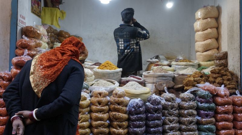 A store in Dimapur seen stocking products in plastic bags. (Morung Photo)