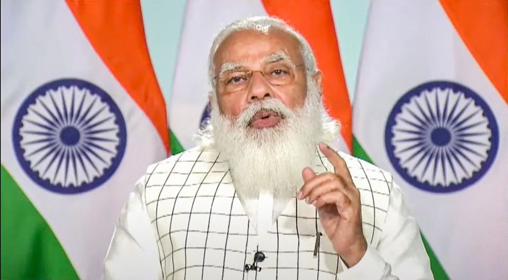 New Delhi: Prime Minister Narendra Modi addresses a webinar on implementation of budget in education sector, via video conferencing, in New Delhi, Wednesday, March 3, 2021. (PTI Photo)