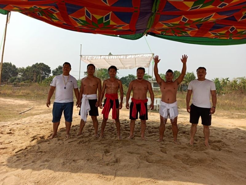 The winners of the tournament organised at the end of a workshop on Naga Wrestling held at Model Village 5th Mile Dimapur on March27.