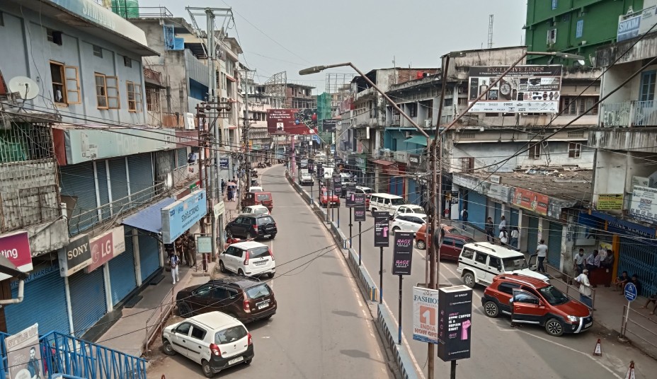 Business establishments along Nyamo Lotha Road, Dimapur are seen closed during the prayer and fasting duration from 6 am to 12 noon on March 20 called by the Nagaland Joint Christian Forum. (Morung Photo)
