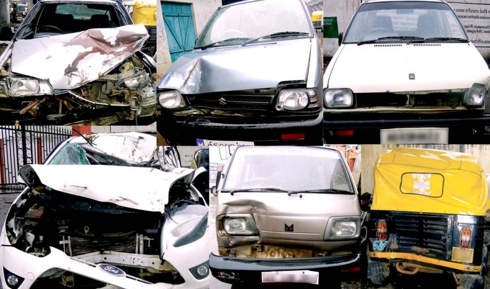 Seen here are some of the vehicles which met with accidents on New Year’ Eve and New Year’s Day.