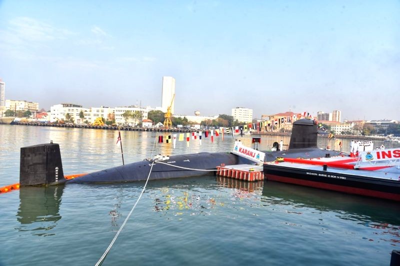 Scorpene-class submarine INS Karanj commissioned into Indian Navy. (IANS Photo)