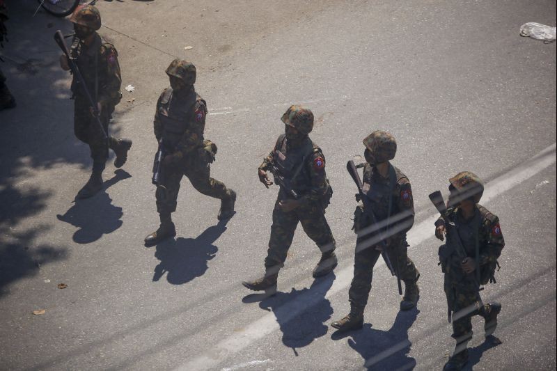 Army move in to disperse protesters during a demonstration in Yangon, Myanmar on March 7, 2021. (AP/PTI File Photo)
