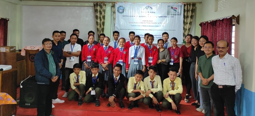 Participants with officials during the workshop on ‘skill development of para-hydrogeologist for spring-shed management’ held at Loyola Hr Sec School, Kiphire on March 24. 