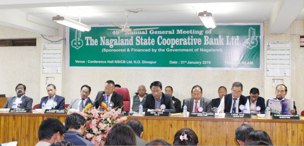 Guests, Vice Chairman and members of Board of Directors of the Nagaland State Cooperative Bank Ltd during the 49th Annual General Meeting on January 31 at NStCB Conference Hall, Head Office, Dimapur. (Morung Photo)