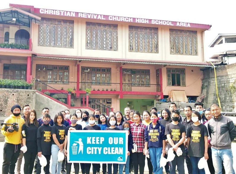 Participants of social work under the banner “Keep Our City Clean” in Kohima on March 20.