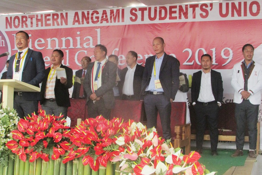 KD Vizo and others during the inaugural function of NASU 45th biennial general conference at Kijümetouma on February 8.