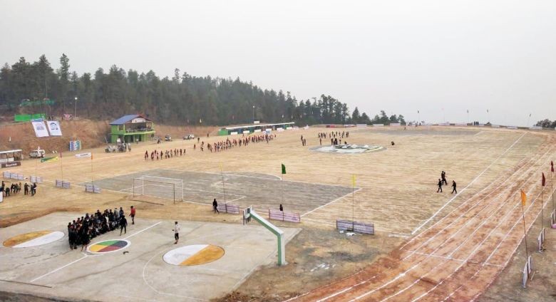 The play ground being prepared for the PDSA meet at Thenyizu village.