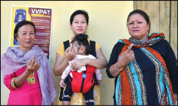 Voters after having cast their votes for the Lok Sabha polls at a polling station in Dimapur, Nagaland, on April 11. (Morung Photo by Manen Aier)