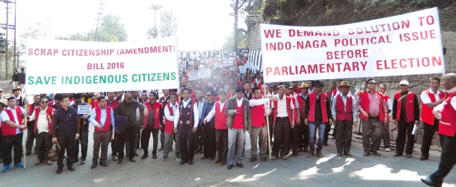 Members of the Nagaland GB Federation and civil societies during the public rally in Kohima against CAB on February 8. (Morung Photo) 