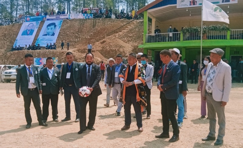 Nagaland Deputy Chief Minister Y Patton declaring the 36th PDSA meet open on March 23 in Thenyizu village. (Morung Photo)