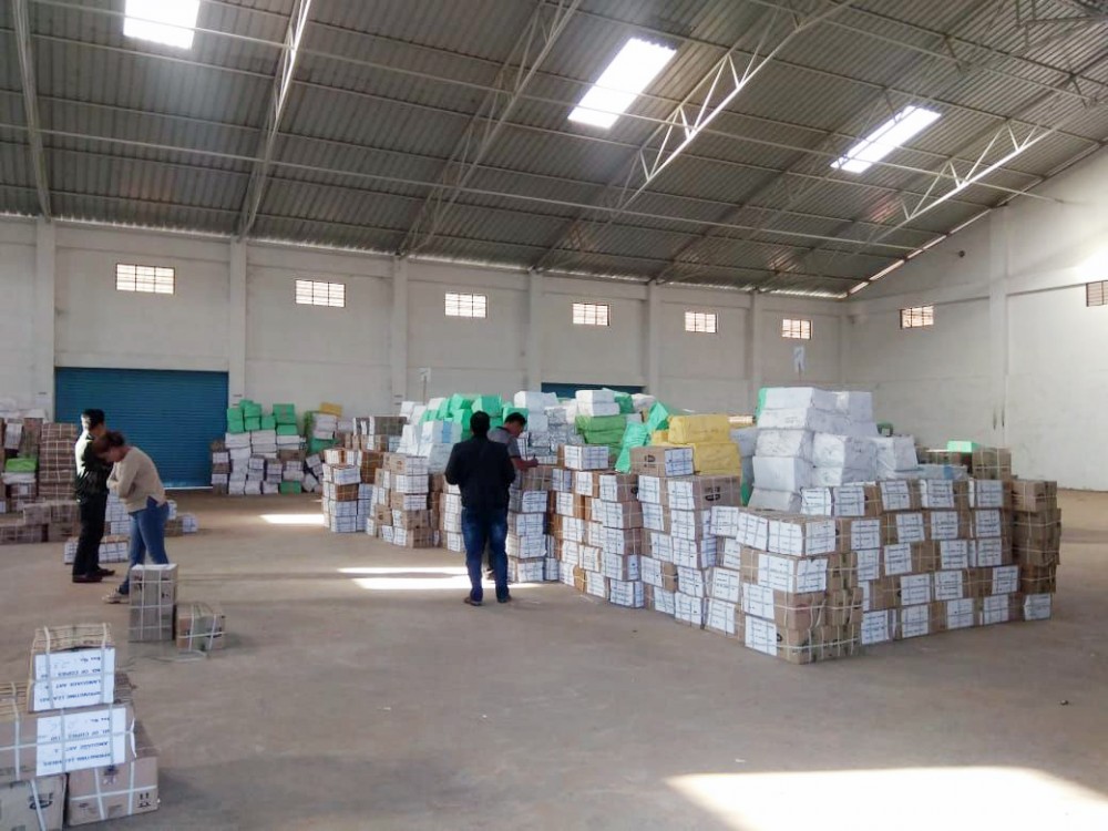 NSF officials inspecting the School Education Department’s godown on January 31.