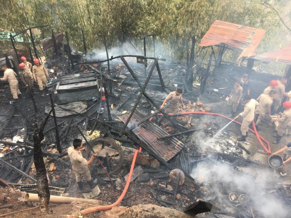 Cindered remains of the house which was razed down by a fire in Kohima on March 27.