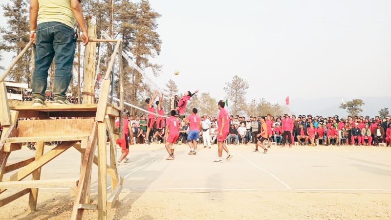 A volleyball match in progress at the 36th PDSA meet on March 26.