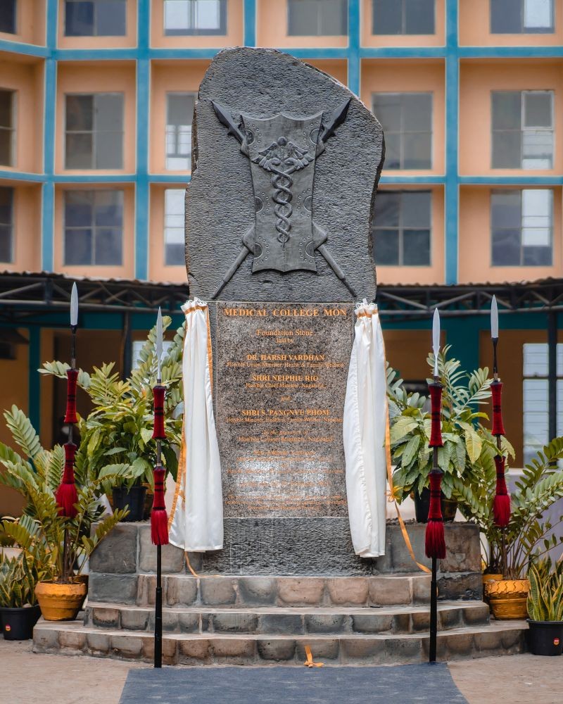 The foundation stone for the Mon Medical College laid by Union Health Minister, Dr Harsh Vardhan on February 26. (Photo Courtesy: Yapang Konyak)