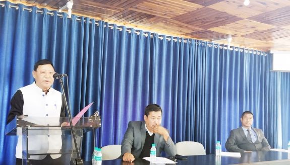 Advisor WRD Namri Nchang speaking during the programme on March 22. (Morung Photo)