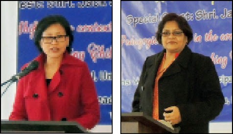 N.C. Kikon and Angela Ghosh addressing the workshop for primary teachers organised by ANPSA Kohima unit on February 9.