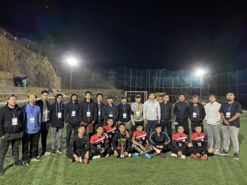 Champions of the 2nd Astro Turf Tournament, Adroit Boys with the organisers on March 13. (Morung Photo)