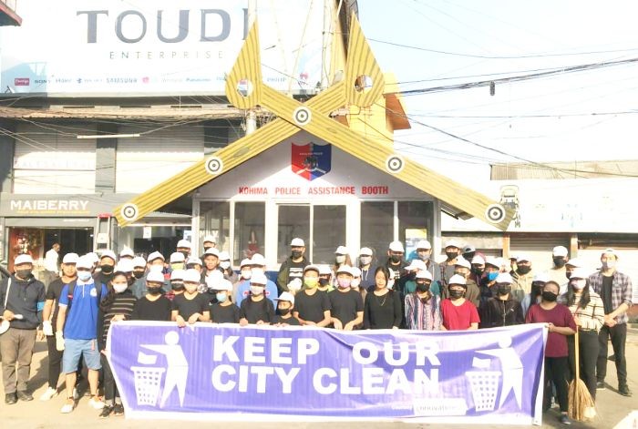 Participants of KOCC cleanliness campaign on March 27. (Morung Photo)