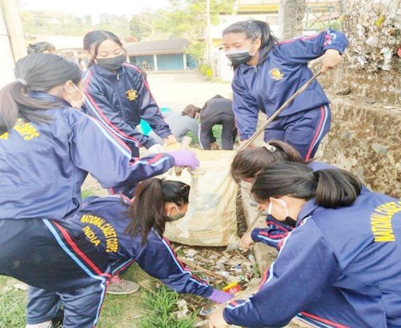No 1 Nagaland Air Squadron NCC under aegis of NCC Group HQ Kohima participates in the social awareness activity at Purana Bazar area, Dimapur on April 13.