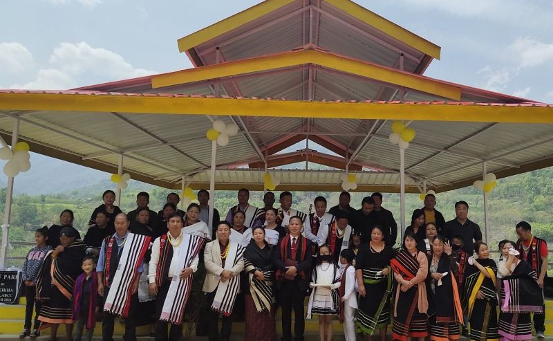 Rev Atha Neikha, his wife and members of Latahrü Whemi at the newly inaugurated Latakhrü Park.