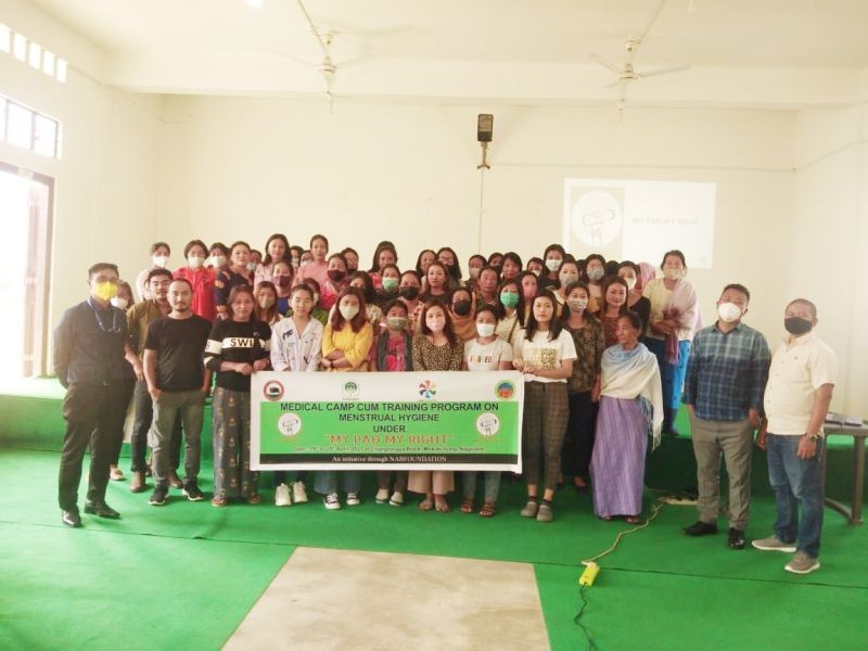 Participants with resource persons during the medical camp cum training programme on menstrual hygiene conducted at Changtongya village on April 19 and 20.