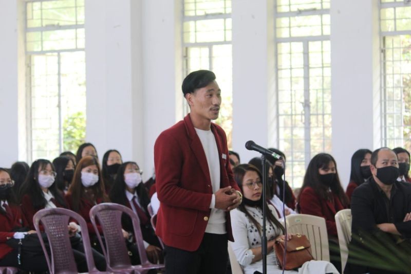 A student participates in career guidance programme organized by Young Indians (Yi) Nagaland Chapter in collaboration with Sazolie College on April 14. (Photo Courtesy: Sazolie College)