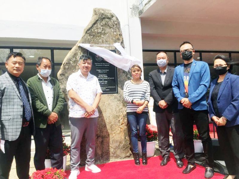Advisor to Chief Minister, Abu Metha and his wife seen with others during the opening of 'Creative Connections' at RCEMPA on Thursday. (Morung Photo)