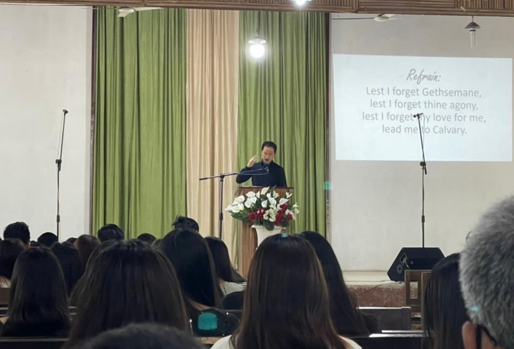 A Good Friday service in progress at a church in Dimapur. Good Friday was observed across Nagaland on April 2 with people fasting, and attending special services in churches by following COVID-19 safety norms. (Morung Photo)