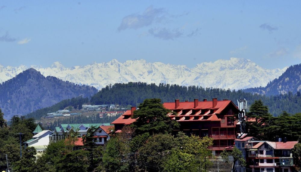 Shimla: View of snow covered Himalayan ranges  following fresh snowfall, in Shimla, Monday, April 19, 2021. (PTI Photo)