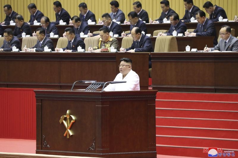 In this photo provided by the North Korean government, North Korean leader Kim Jong Un delivers an opening speech at a conference of the Workers' Party's cell secretaries in Pyongyang, North Korea. Kim has acknowledged his country was facing the 'worst-ever situation' as he addressed thousands of grassroots members of his ruling party during the major political conference. Independent journalists were not given access to cover the event depicted in this image distributed by the North Korean government. The content of this image is as provided and cannot be independently verified. Korean language watermark on image as provided by source reads: "KCNA" which is the abbreviation for Korean Central News Agency. (AP/PTI Photo)