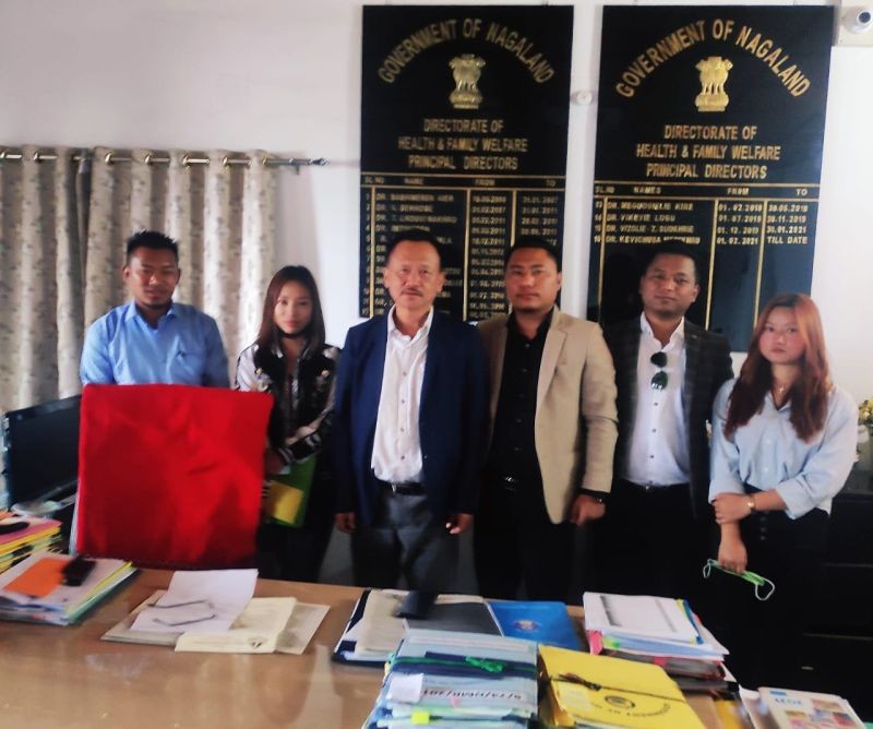 IIYF officials with Dr Kevichusa Medikhru, Principal Director, Health and Family Welfare at his office chamber on April 8.