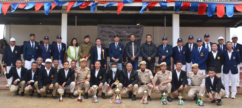 Winners of the 8th NAP’s 9th Inter Coy Sports Meet-cum-36th Raising Day 2021 pose for picture at their headquarter in  Naltoqa, under  Zunheboto district on April 1.