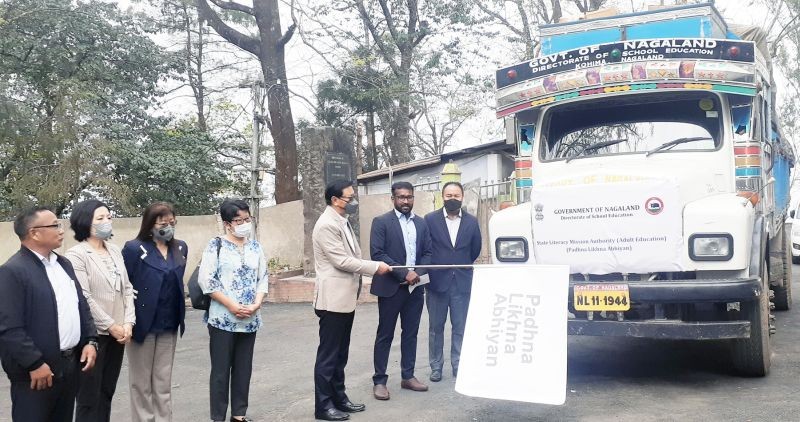 KT Sukhalu flags off Padhna Likhna Abhiyan scheme in Kohima on April 8. (Morung Photo)