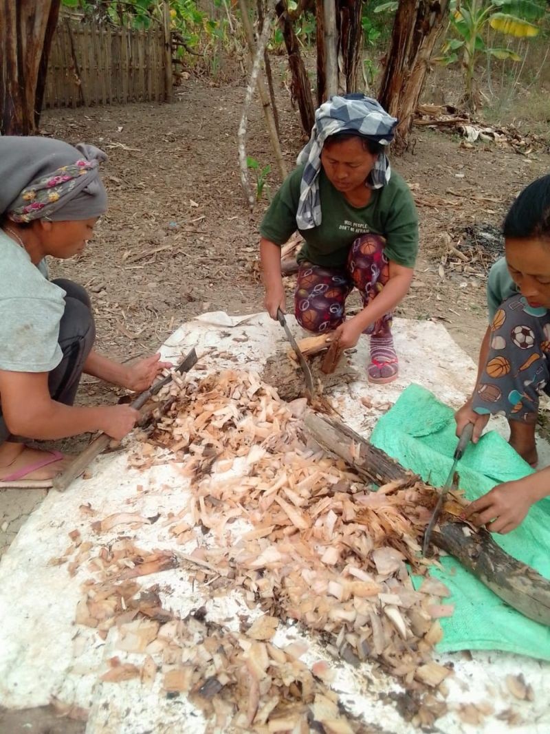 SHG members prepare kitchen waste to be used in the compost pit of the group’s kitchen garden. (Morung Photo)