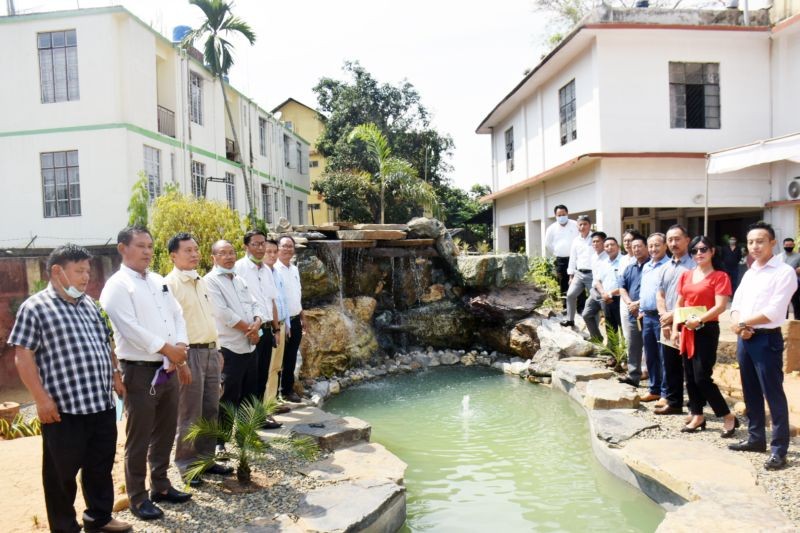 Director, Geology Mining department S Manen along with invitees and officials of DGM at the Geo Park after inauguration on April 16. (DIPR Photo)