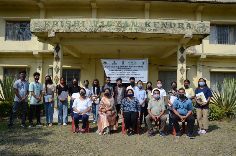Participants and officials during the STRY programme on seed production and poultry rearing and management organized by Krishi Vigyan Kendra, Mon. (Photo Courtesy: KVK Mon)