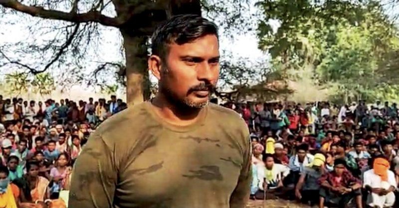 CoBRA commando Rakeshwar Singh Manhas while being released by Naxals at a Maoist hideout, in Bijapur district of Chhattisgarh on April 8, 2021. (PTI Photo)