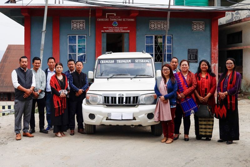 Changsao Thangjam Setshang held a thanksgiving programme and dedicatory service for the vehicle donated by P Beshang Class ‘A’ Contractor at CTS office in Tuensang on April 21. (Morung Photo)