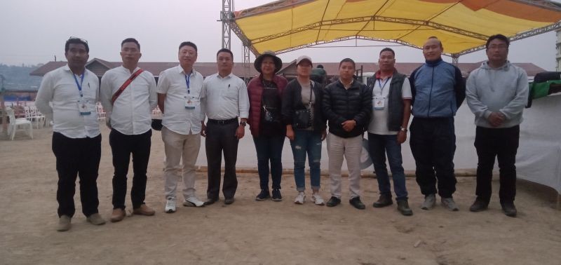 NWA officials and others after inspecting the final preparation for 13th Open Naga Wrestling Championship 2021 on April 8. (Morung Photo)