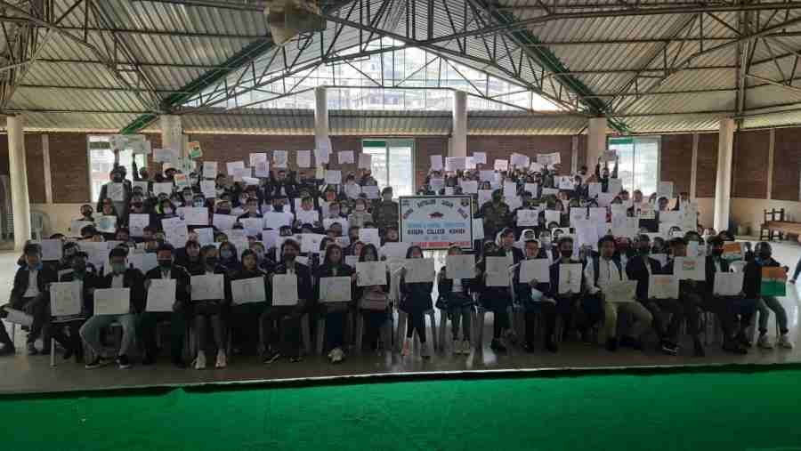 Modern College, Kohima in collaboration with Assam Rifles Kohima held a mass drawing and painting competition under the theme ‘One India Great India’ in the college campus on April 8. (Photo Courtesy: Modern College) 