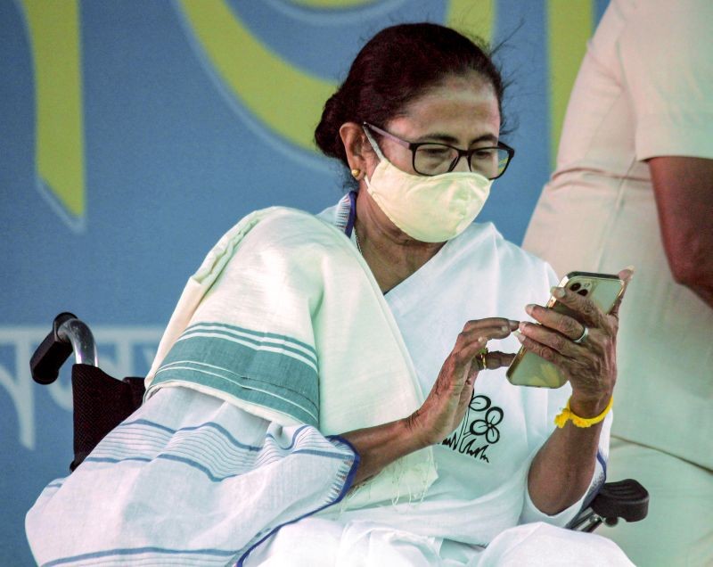 West Bengal Chief Minister Mamata Banerjee during an election campaign rally in support of party candidates for the Assembly Polls at Tapan in South Dinajpur district on April 22, 2021. (PTI Photo)